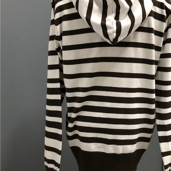 Striped brown/white hoodie sweater.  Cotton. Sz XL. - Picture 4 of 12
